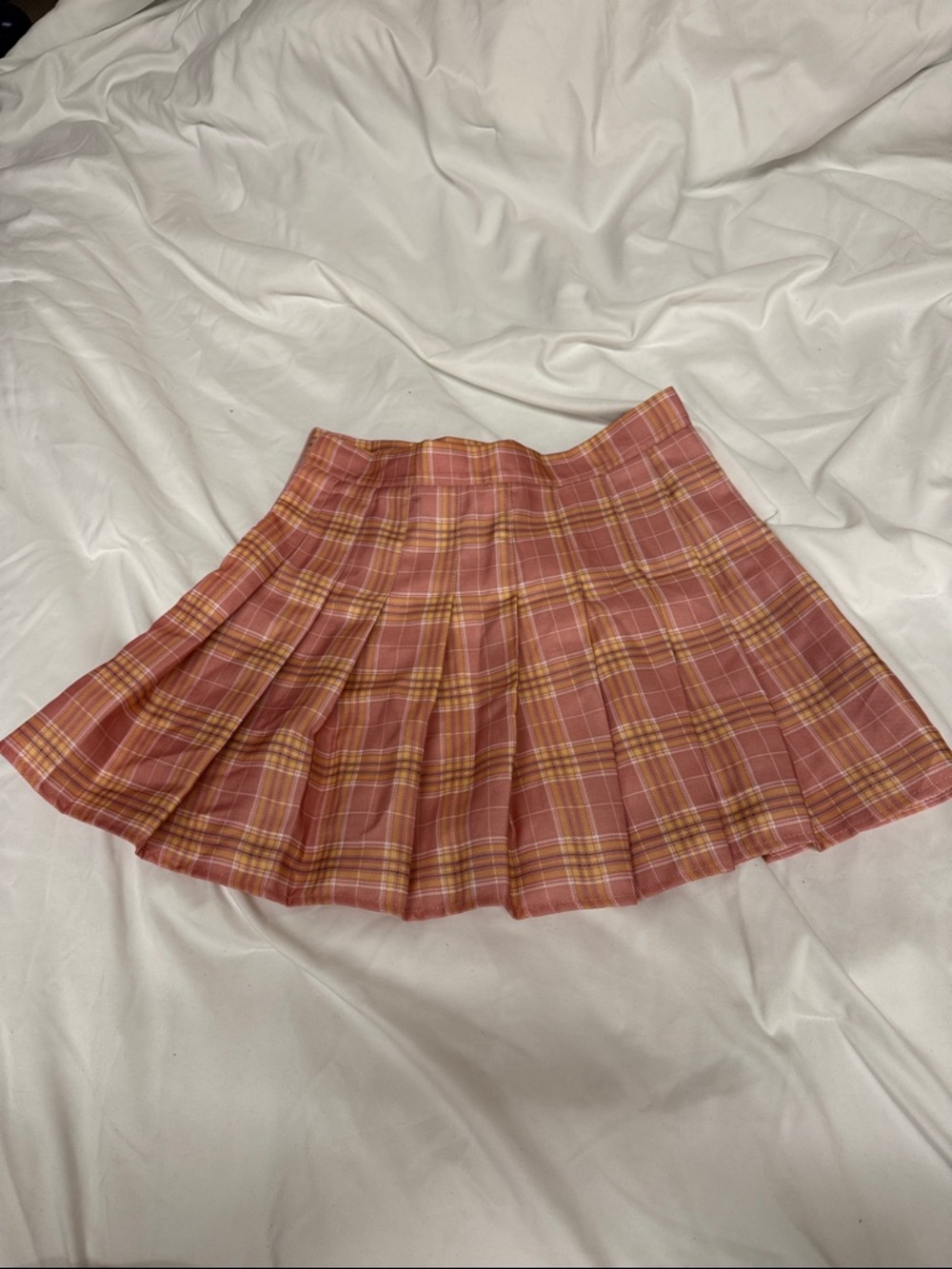 Pleated Pink Plaid Mini Skirt